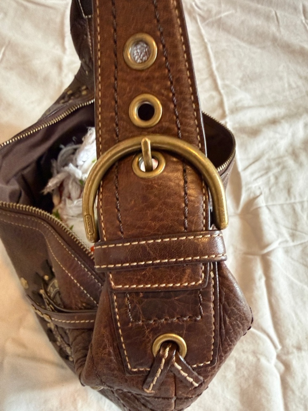 Vintage Y2K Authentic Coach SoHo Boho Studded Leather Hobo Bag - Picture 9 of 16